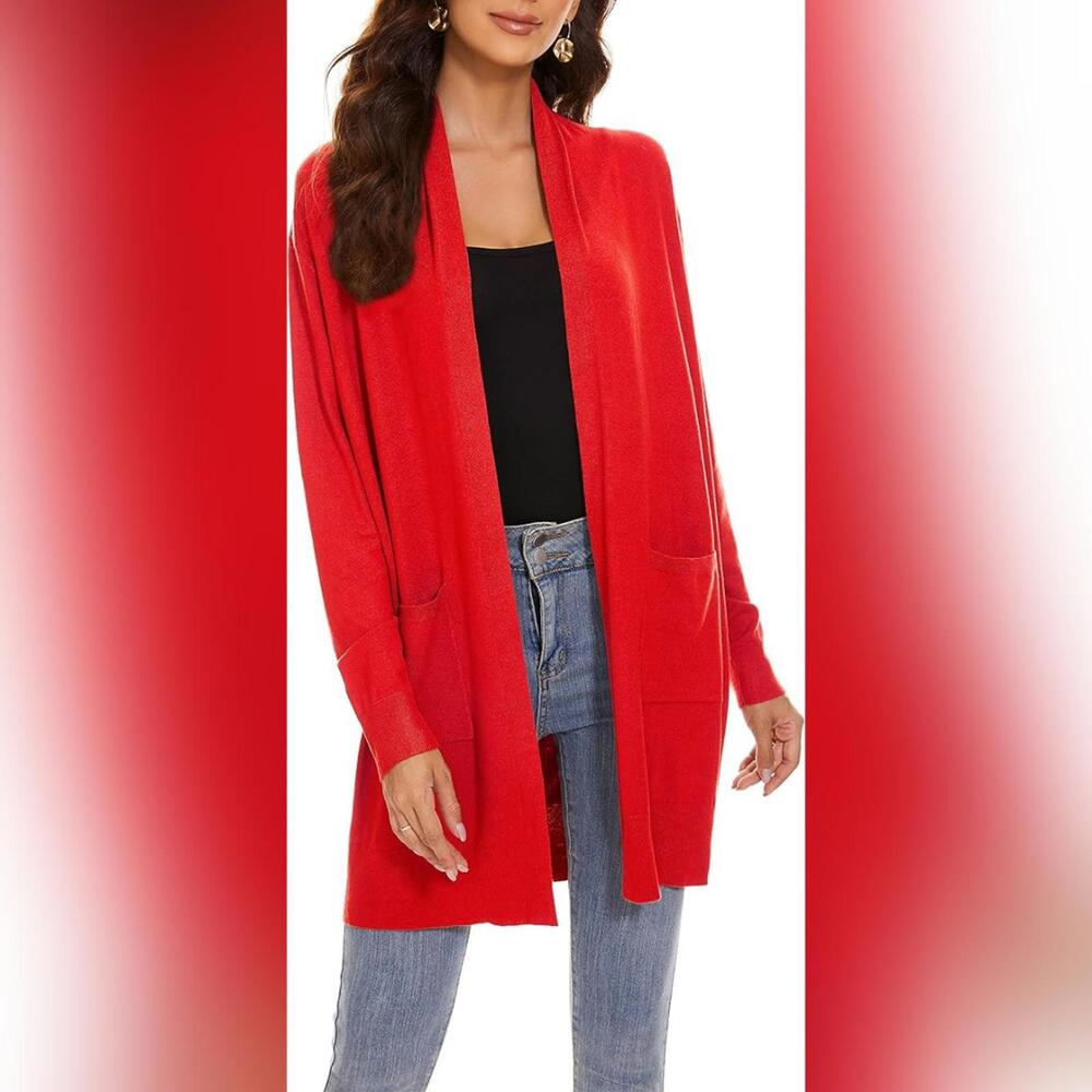 NWT Huuloo Open Front Long Shawl Cardigan Sweater with Pockets, Small